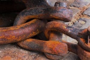 Old rusty chain and chain link