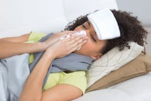 woman with colds and fever