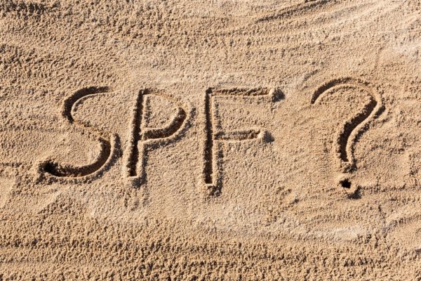 spf written in sand
